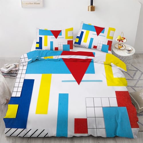 Housse de couette 220x240 géométrique motif triangle en microfibre douce - 4