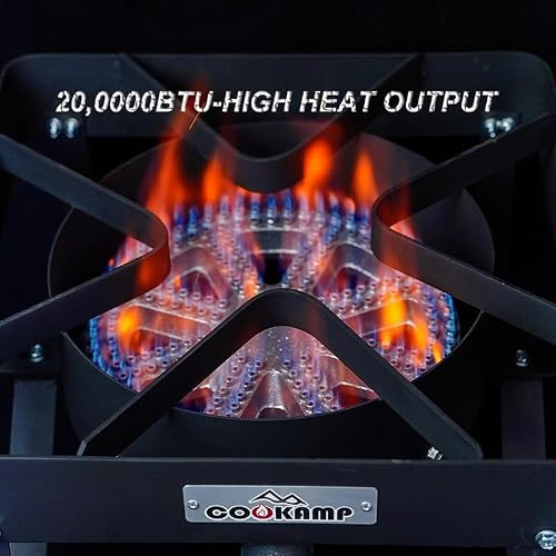 COOKAMP High Pressure 200000 BTU Banjo 1-Burner Outdoor Propane Burner Gas Cooker with 0-30 PSI Adjustable Regulator and Steel Braided Hose (Balck) SA1250 - Image 2