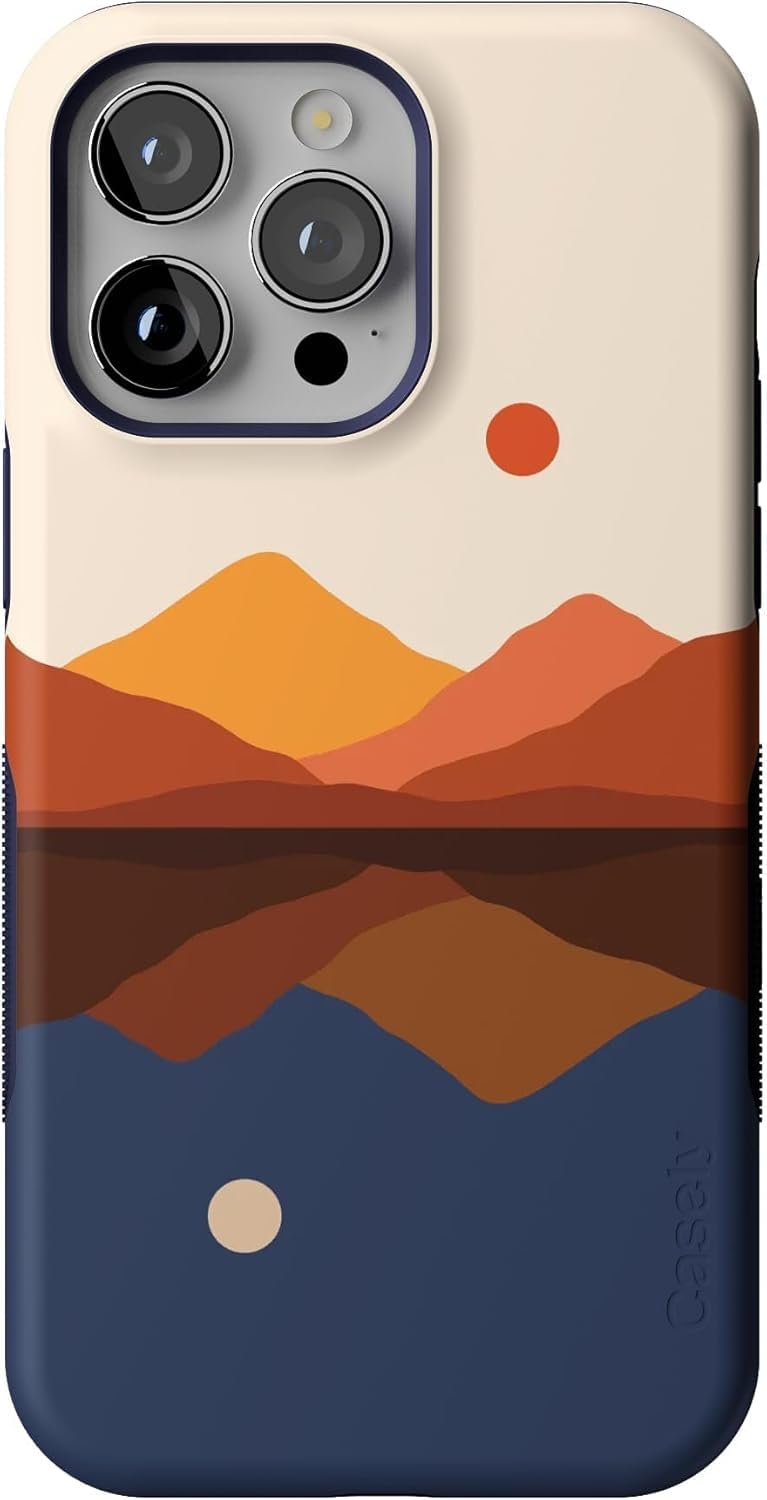 Casely iPhone 14 Pro Max Case | Opposites Attract | Day & Night Mountains | Bold Protective Design | Compatible with MagSafe