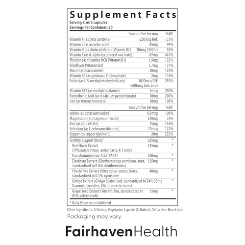 Image of Fairhaven Health FertilAid for Women | Prenatal Vitamin Fertility Supplements for Women | Conception for Her with Vitex and Folate | Support Cycle Regularity and Ovulation* | 270 Capsules