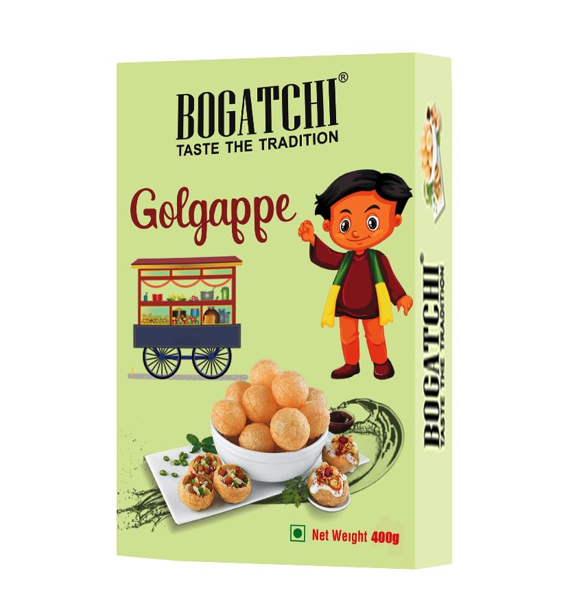 BOGATCHI Pani puri packet ready to eat - Fry or Bake in Microwave | instant pani puri pellets | Golgappe Packet Readymade | pani poori | Pani Puri Papad | Panipuri packets - Jumbo Pack, 400g