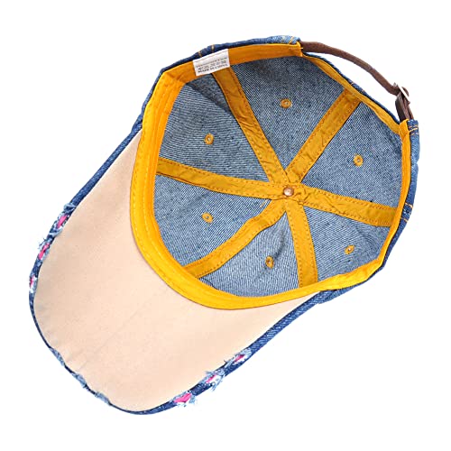 Elonmo Bling Rhinestone Hats,I Love Jesus Design Womens Baseball Cap Golf Hat Jeans Wash Denim Adjustable (Color A) #TOP1