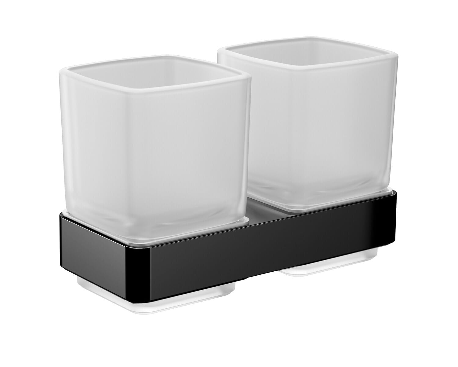 emco loft Doppelglashalter, Kristallglas satiniert, Wandmodell, 052513300, Farbe: Schwarz