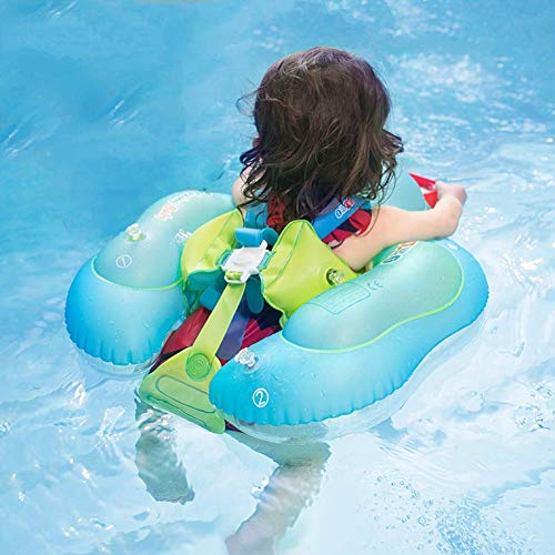 Baby Pool Float,Inflatable Baby Swimming Ring Baby Float for Swimming Pool with Manual Pump (Green, S,For 3-9month)
