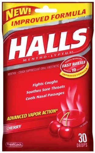 Halls Triple Action Soothing Cough Drops - Cherry 30 Ct