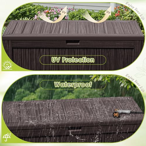 Image of Devoko 125 Gallon Outdoor Storage Box, Waterproof Resin Deck Box