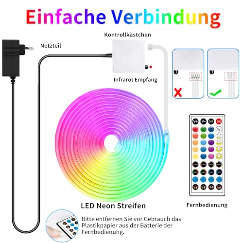 Foto von Segrass 10m LED Neon Strip Mit APP Steuerung, Fernbedienung, IP65 Wasserdichte Flexible RGB Streifen, 24V Band Seil Lampe für Schlafzimmer, Raum und Außendekoration