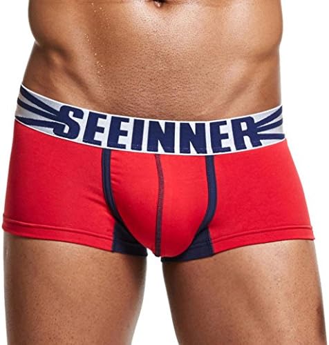 SEEINNER Men's Sexy Underwear Low Rise Trunk Boxer Briefs Soft Comfort Cotton Shorts