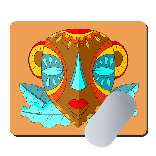 Image of My Print Shop Tribal Mask Printed Mouse Pad | 9 x 7.5 Inch (23 x 19 cm) | Non-Slip Rubber Base | Smooth Surface for Office, Home & Gaming
