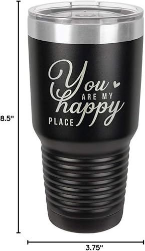 Miniatura 10 de You are my happy place Vaso negro de 30 onzas con popote y tapa superior deslizante  Taza de viaje de acero inoxidable  Comparar con Yeti Rambler