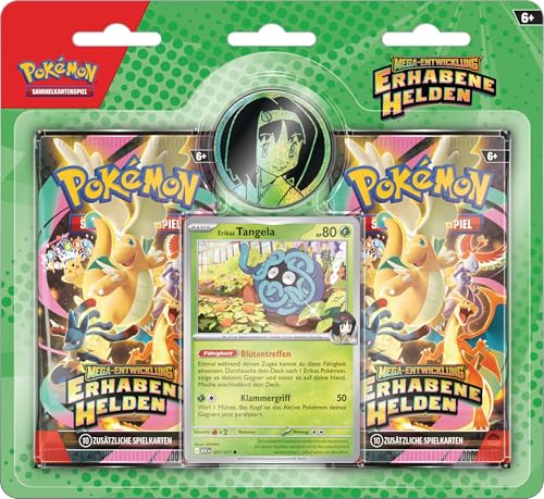 Pokémon-Sammelkartenspiel: Kollektion Mega-Entwicklung Erhabene Helden: Erika (1 holografische Promokarte 1 Münze und 2 Boosterpacks)