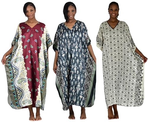 Up2date Fashion Women's 3 Pack Shades of Black Caftans, Style Special-25