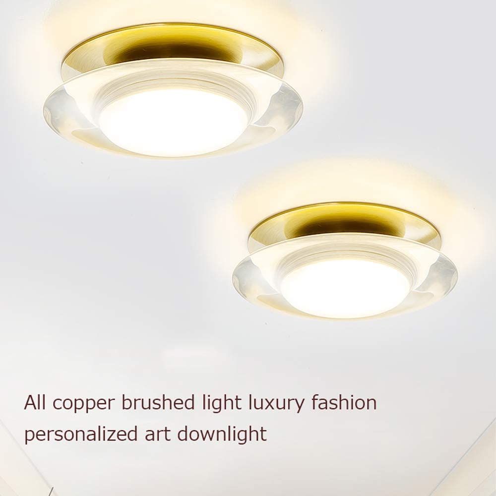 Lot de 8 Spots encastrés Modernes et épurés en cuivre et Cristal, Disponibles en Versions LED 3000K, 4000K et 6000K (en Option) et 25 mm de Hauteur. Éclairage LED Ultra,3w-6000K