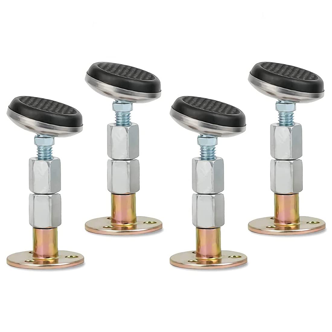 Tiardey Red 4 Pcs Bed Frame Anti-Shake Tool Bedside Stoppers Adjustable Threaded Fixer Rotatable Swing Head For Home Bed Furniture Cabinets Wall Support (65-87Mm)