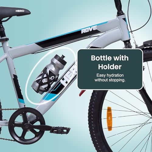 Image of Hero Rove IC 26T Single Speed Mountain Bicycle for Mens with Inbuilt Carrier | Grey-Green | Rigid | V Brake | Steel Frame : 17Inches | Rider Height : 5ft 0 inch - 5ft 8 inch | 95% Pre-Assembled Bicycle