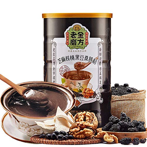 Black Sesame Walnut Black Bean Mulberry Powder600g老金磨方 黑芝麻核桃黑豆桑葚粉 黑芝麻糊五谷代餐熟粉600g