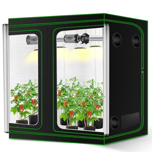 MELONFARM 96'x96'x80' Grow Tent, High Reflective 600D Diamond Mylar Canvas with Observation Window and Floor Tray for Hydroponic Indoor Plant Growing