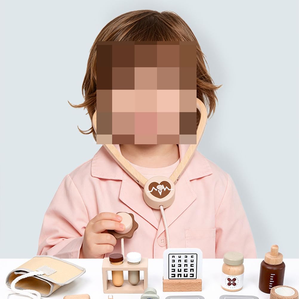 Set de Juego de Imitación de Médico de Madera, Juguete de Kit Médico para Niños