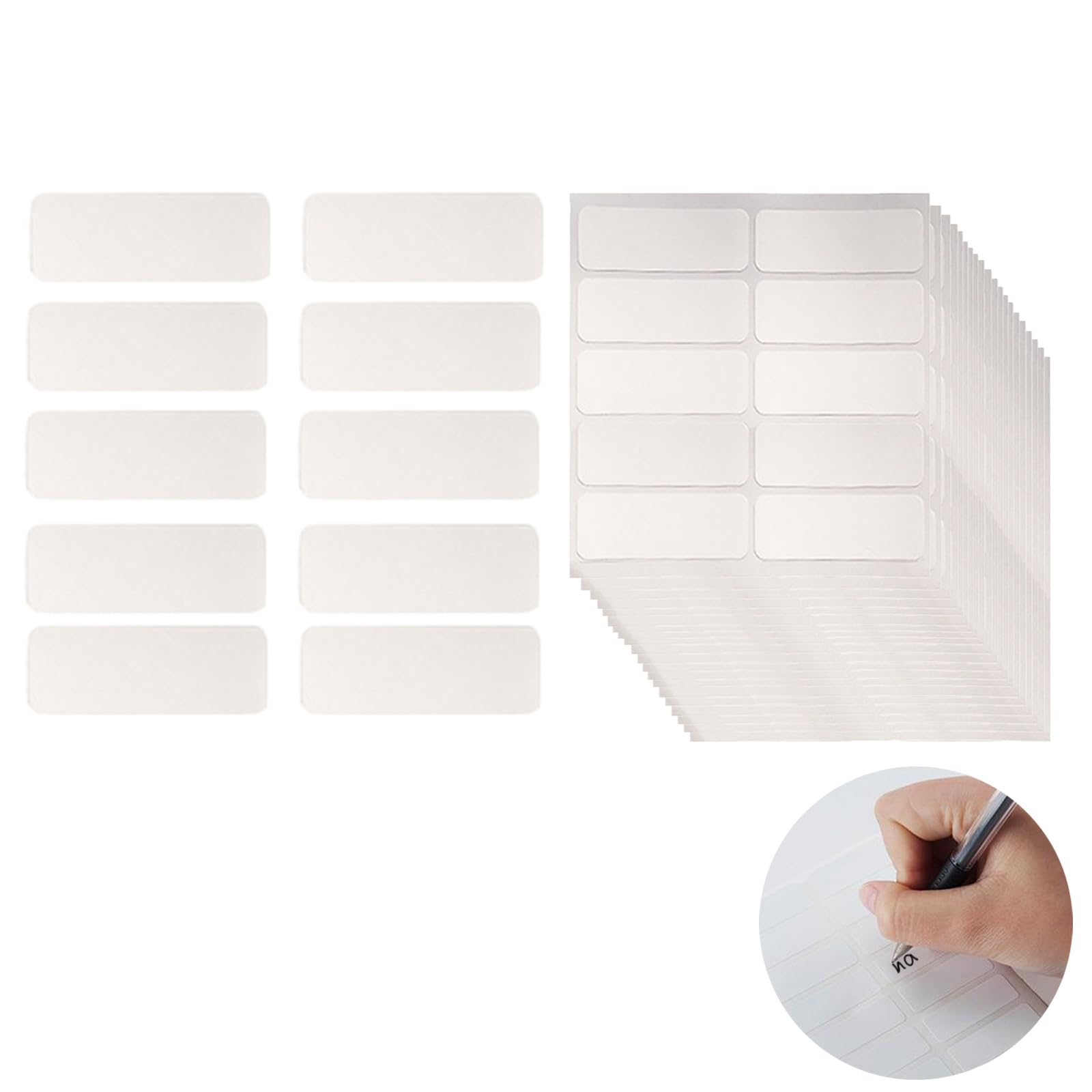 200 Piezas Etiquetas Adhesivas, 4.5 * 1.5cm Etiquetas Personalizadas para Marcar Ropa y Objetos, Resistentes al Agua Pegatinas para Niños en la Escuela y la Guardería (Blanco)
