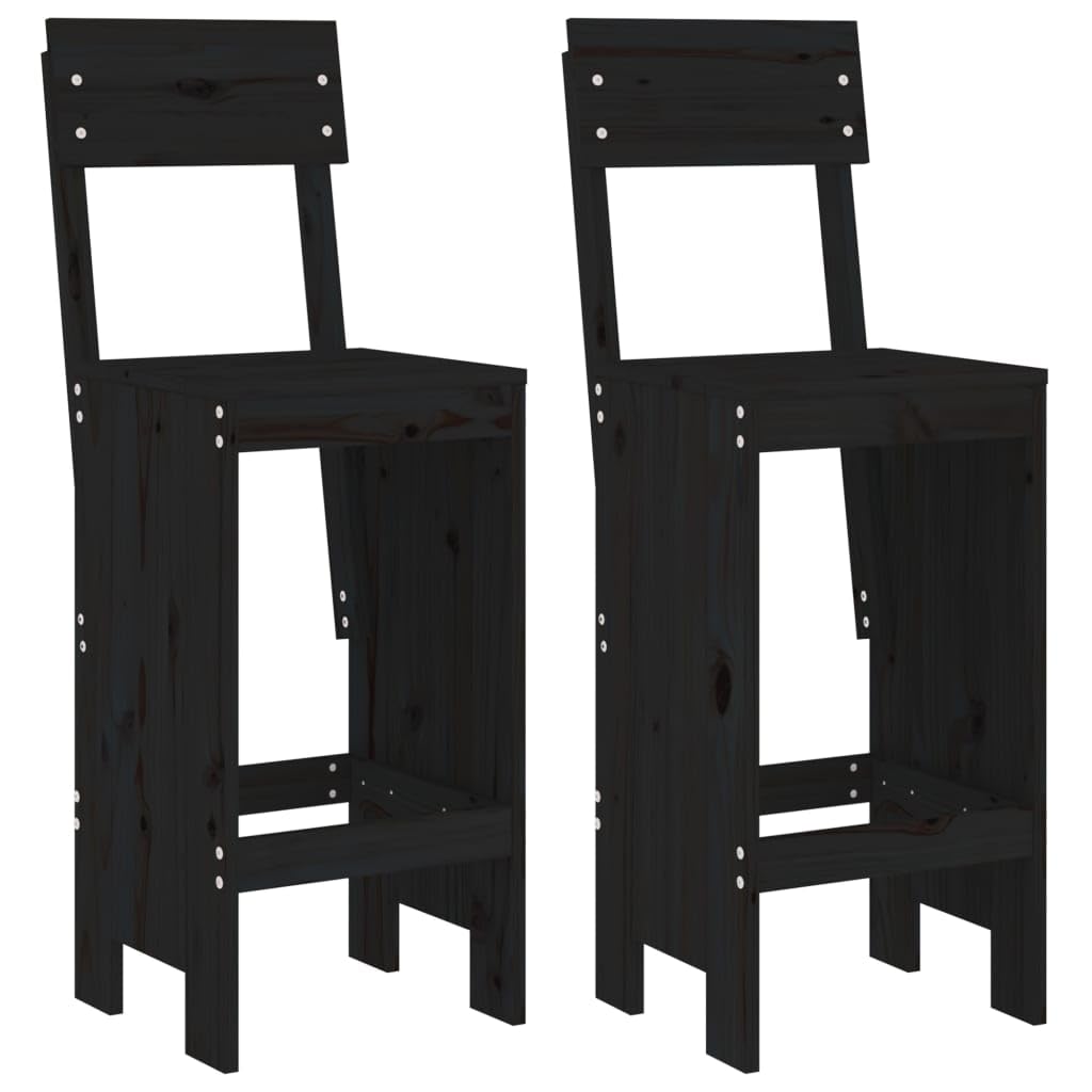 Stołek barowy 2 szt. czarny 40 x 48,5 x 115,5 cm lite drewno
