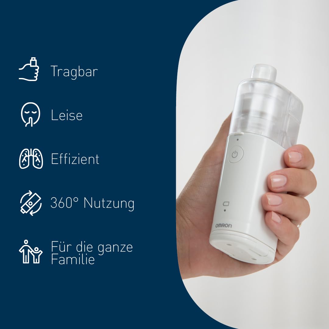 OMRON MicroAir U100 Tragbares Inhaliergerät. Kompakt, leise Inhalationsgerät für Erwachsene und Kinder, effektiv bei Atemwegserkrankungen von Erkältung bis Asthma.