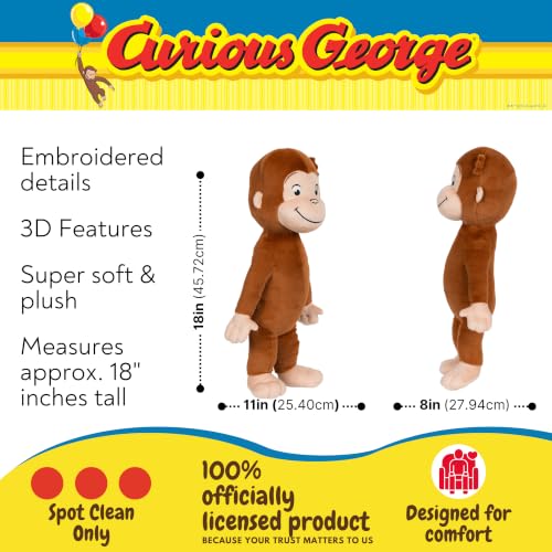 Image of Curious George Kids Bedding Super Soft Plush Cozy Cuddle Pillow, 18 inch, (Officially Licensed Product) by Franco