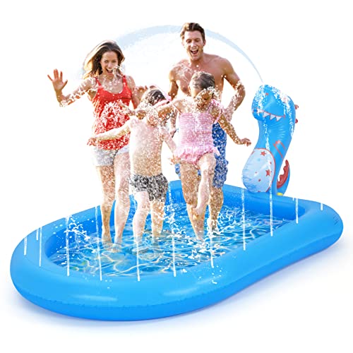 Splash Pad Sprinkler For Kids Dinosaur Splash Play Mat Outdoor Water Toys Inflatable Splash Pad Baby Toddlers Pool Boys Girls Children Summer Outside Backyard Dog Sprinkler Pool #TOP25