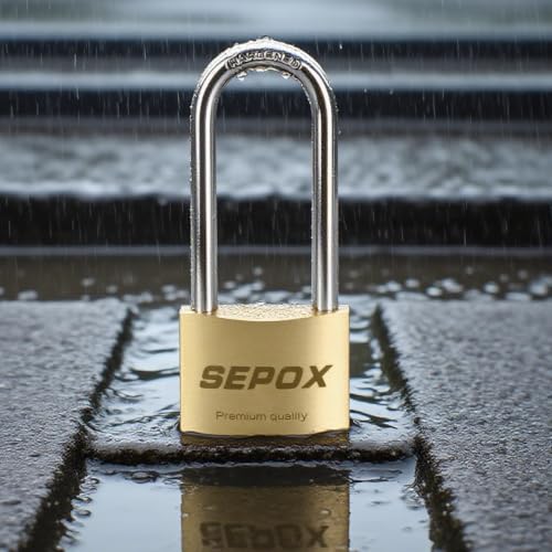 Image of SEPOX Solid Brass Padlock 40mm, Extra Long Shackle 2.6 inch, 6 Same Keys, 3Pcs