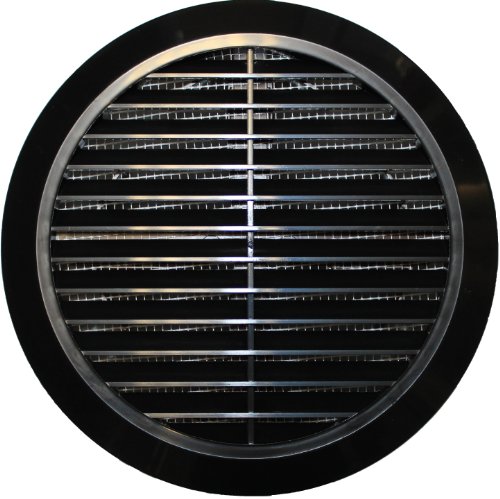 Grille d’aération Ø 100 / 110 /120 / 125 / 150 mm, ronde, noire, plastique T36, avec moustiquaire.