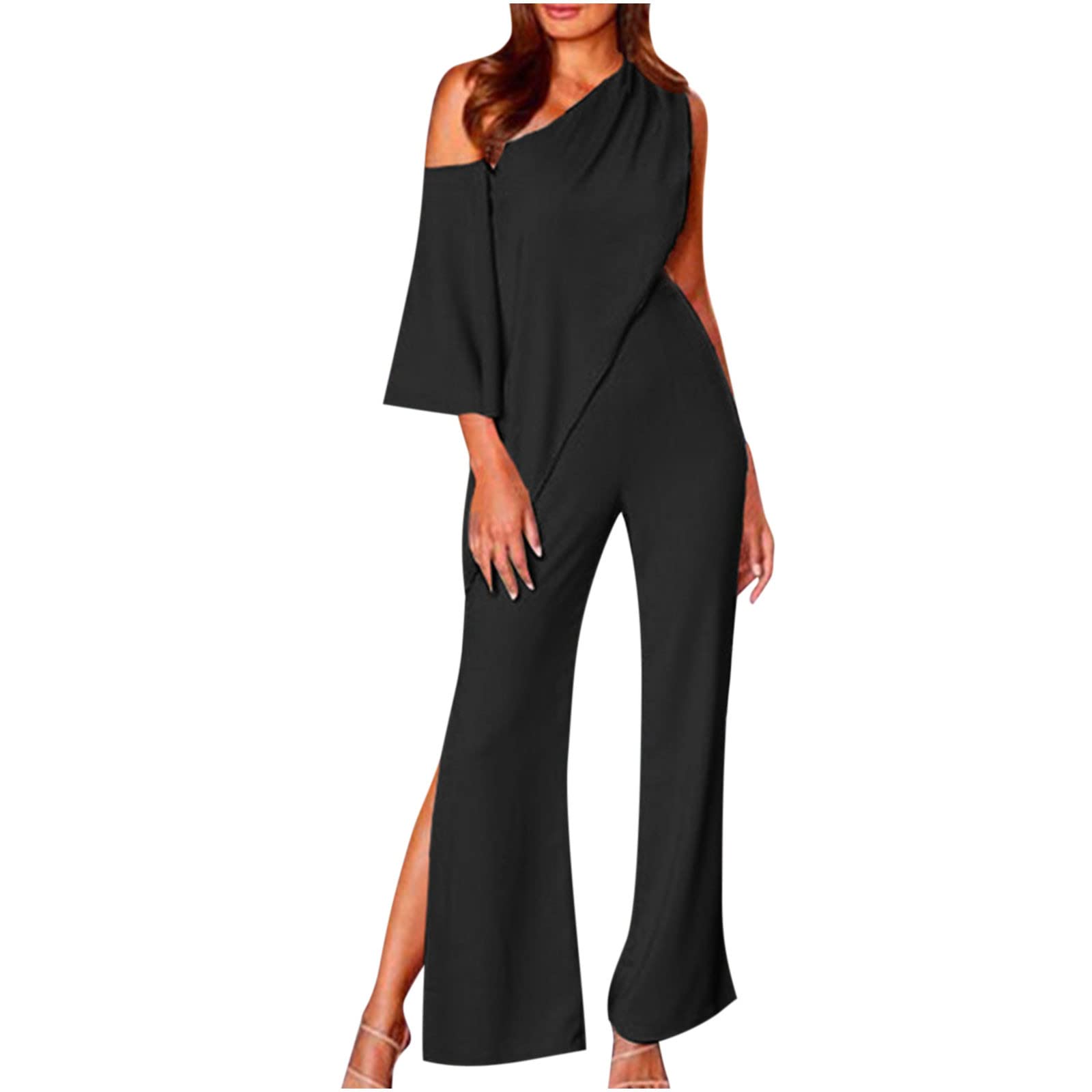 Off Shoulder Jumpsuit for Women Dressy, Women's One Shoulder