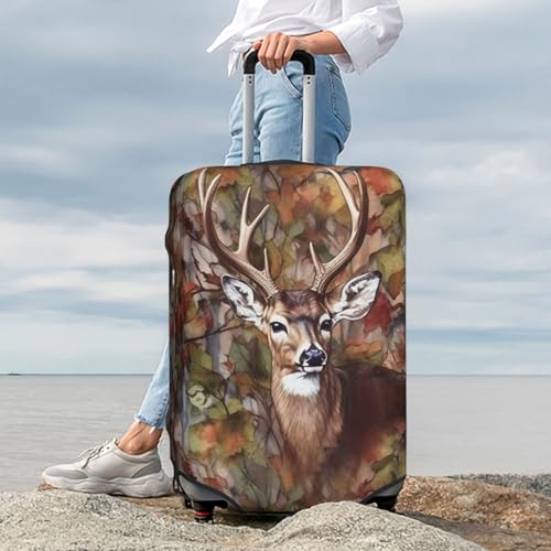 Luggage Cover Elastic Washable Suitcase Cover Dustproof Suitcase Protector Personalized Deer And Leaves Image Travel Luggage Baggage Covers For 18-32 Inch2