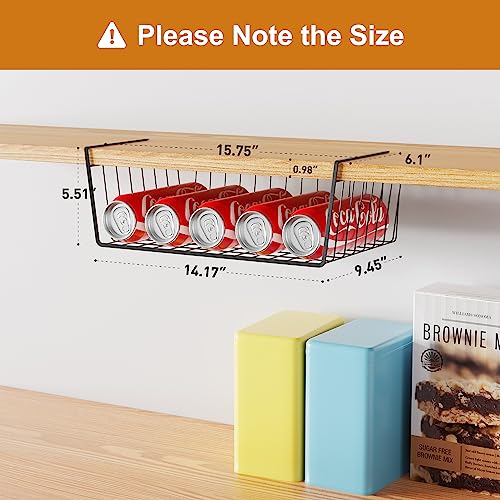 Under Shelf Basket, 6 Pack Metal Hanging Wire Shelf