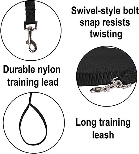 Image of Nylon Dog Training Lead Dog Leash Long Leash 10 Ft Long Leash for Dogs (1 inch Inch Wide) (Black, 10 FT)