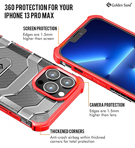 Image of Golden Sand [Explorer Series Apple iPhone 13 Pro Max Back Cover Shockproof Semi-Transparent Rugged Military Grade Phone Case, Certified Drop Protection, Tangy Red
