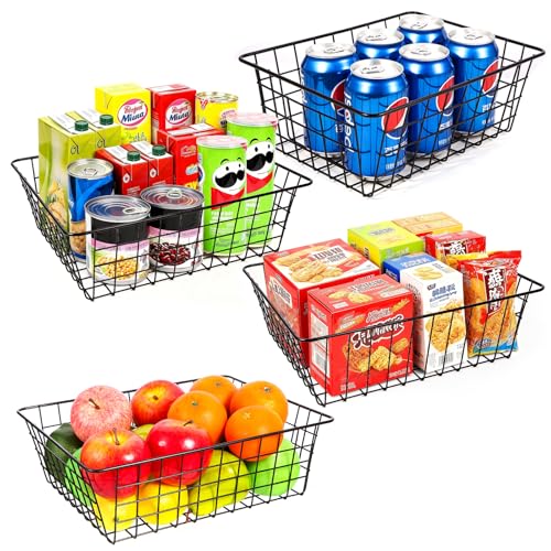 Wire Baskets for Organizing Household 4 Pack Pantry Baskets For