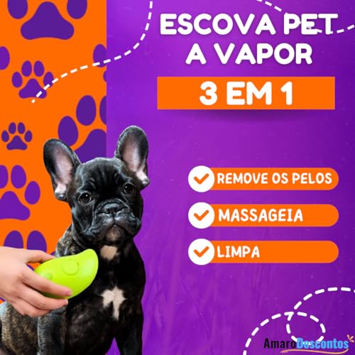 Escova Pet Vaporizadora Elétrica 3 em 1 - Para Animais de Estimação Pet Gato Cachorros Tira Peles -