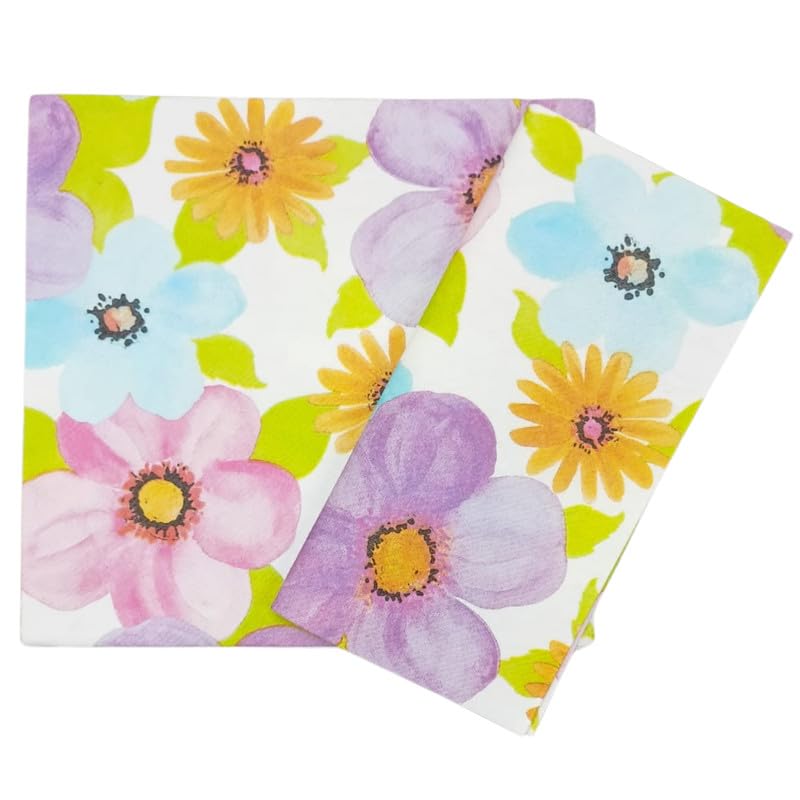 WIIES Airlaid Paper Napkins Printed Floral Multicolor 40x40 CM Pack Of 50 Pcs Cocktail Party Dinner Table Kitchen Napkins For Home