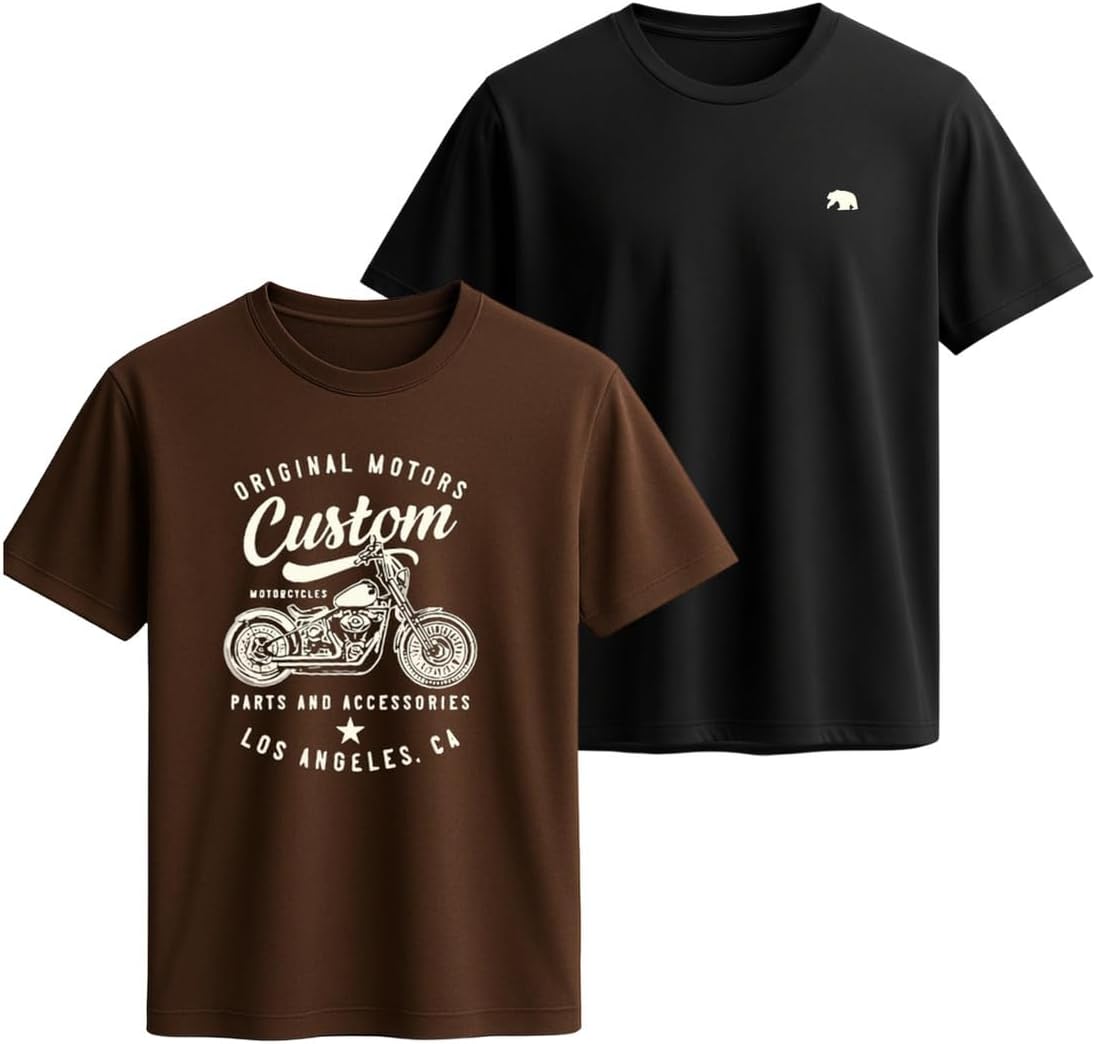 Conjunto De Camisetas 2 Peças Estampadas Em Dtf 100% Algodão VERMELHO-PRETO/EST9P