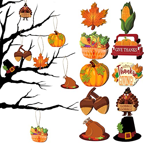 30 Pieces Fall Thanksgiving Wooden Ornaments Thanksgiving Pumpkin Cutouts Fall Mix Colorful Cutouts Turkey Maple Leaves Acorn Wooden Ornament Fall Hanging Ceiling (Simple Style, 60 Pieces) #TOP12