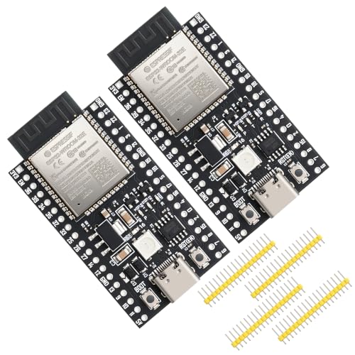 2 Pcs ESP32-DevKitC-32E Development Board, Dual-Core 240MHz Wi-Fi + Bluetooth 5.0 with USB-C, Original ESP32-WROOM-32E Module for IoT Smart Home/Industrial Control (Arduino/Python/IDF) (8M)