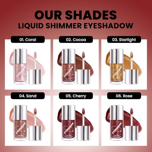 Image of SUAKE Liquid Sparkling Glitter Eye Shadow - Rose Gold Cherry Eyeshadow, Eyeliner, Eyelid Shimmer Highlight Makeup, Highly Pigmented sombra de para ojos,Waterproof Quick-Drying (06Rose#)