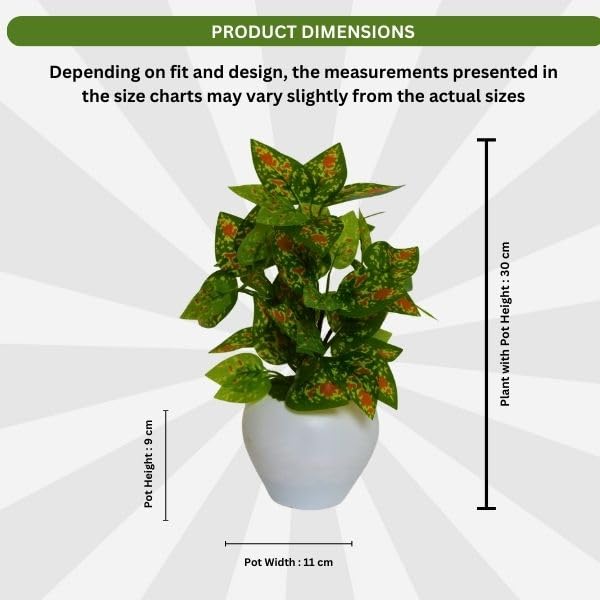 Image of fancymart Artificial Plant Leaves in Apple Pot (30 cm Height) | Small Potted Plant for Office Desk | Home Decor for Living Room | Cafe & Restaurant Table Decoration