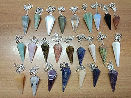 Jet Mix - Péndulos de conos surtidos tallados en cadena para reiki (10)