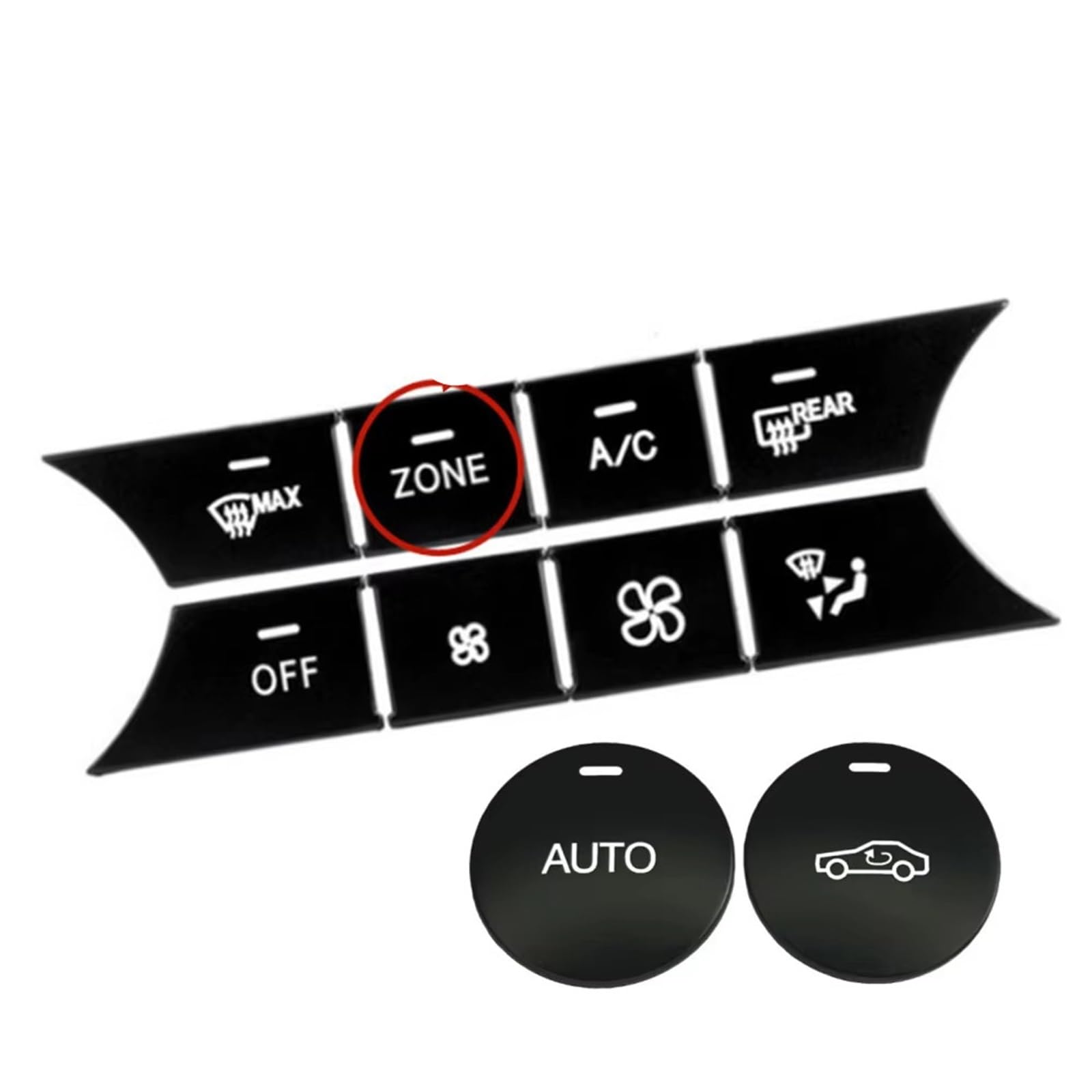 Decorative Stickers Compatible with Benz C E CLS GLK Class W204 W212 Car Center Console Air Conditioning Volume Buttons Glossy Sticker(Zone-Black)