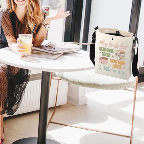 Coffee Book Gift Crossbody Bag for Book Lovers Coffee Lovers Gifts Book Cross Body Purse with Shoulder Strap Bucket Bag4