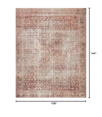 Loloi Layla Collection LAY-11 Cinnamon/Sage 9'-0" x 12'-0" .13" Thick Area Rug, Soft, Durable, Vintage Inspired, Distressed, Low Pile, Non-Shedding, Easy Clean, Printed, Living Room Rug