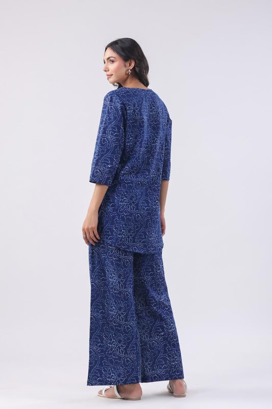 Image of JISORA Women's Cotton Blue Co-ord Set