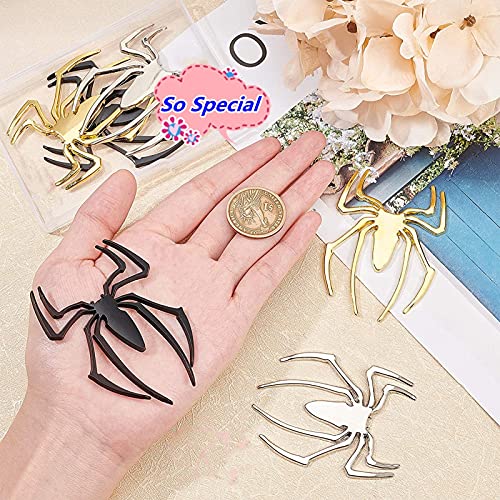 Image of 1PC Car 3D Logo Metal Spider Shape Stickers Chrome Badge Auto Emblem Self Adhesive Decal Sticker Styling Motorcycle Decoration Accessories, Gold,Silver