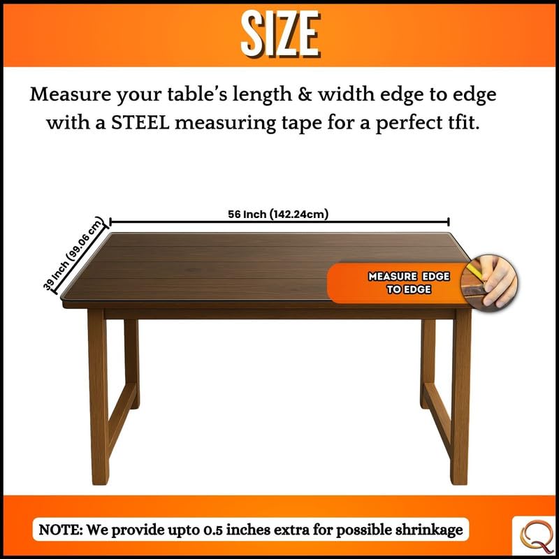 Image of Qlarity Covers 1.5mm UltraMax Shield Plastic Table Cloth, 56 x 39 Inch | Dining table cover 6 seater waterproof protects wooden, marble & glass tables from spills, scratches, stains & hot utensils
