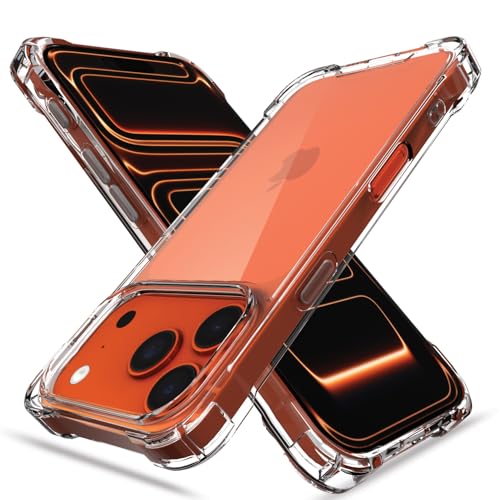 Image of Pikkme Back Cover for iPhone 17 Pro PC + TPU Clear Transparent Raised Edges Shockproof Protective Phone Bumper Case(Transparent)